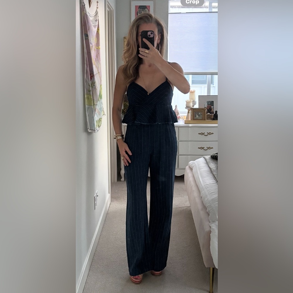 Anthropologie Denim Pinstripe Jumpsuit